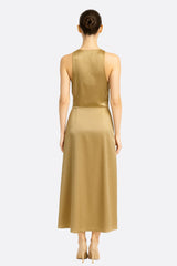 Women’s Satin Gold Maxi Dress