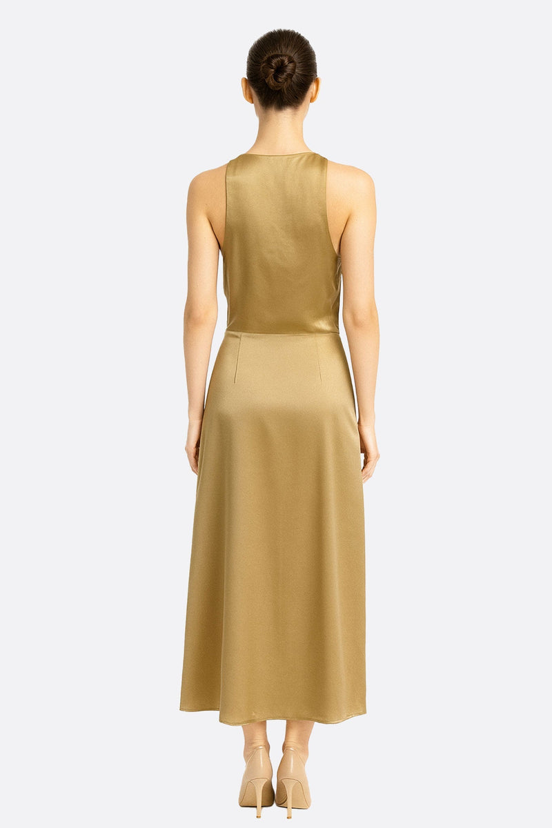 Women’s Satin Gold Maxi Dress