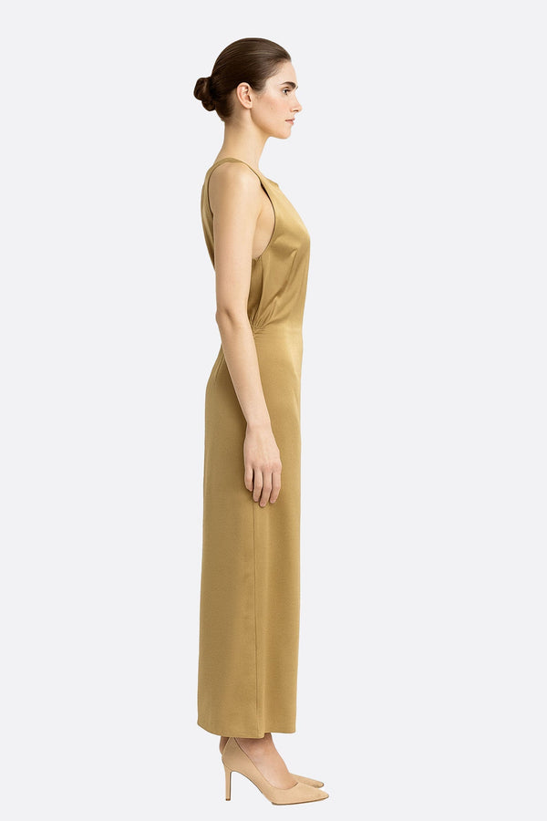 Women’s Satin Gold Maxi Dress