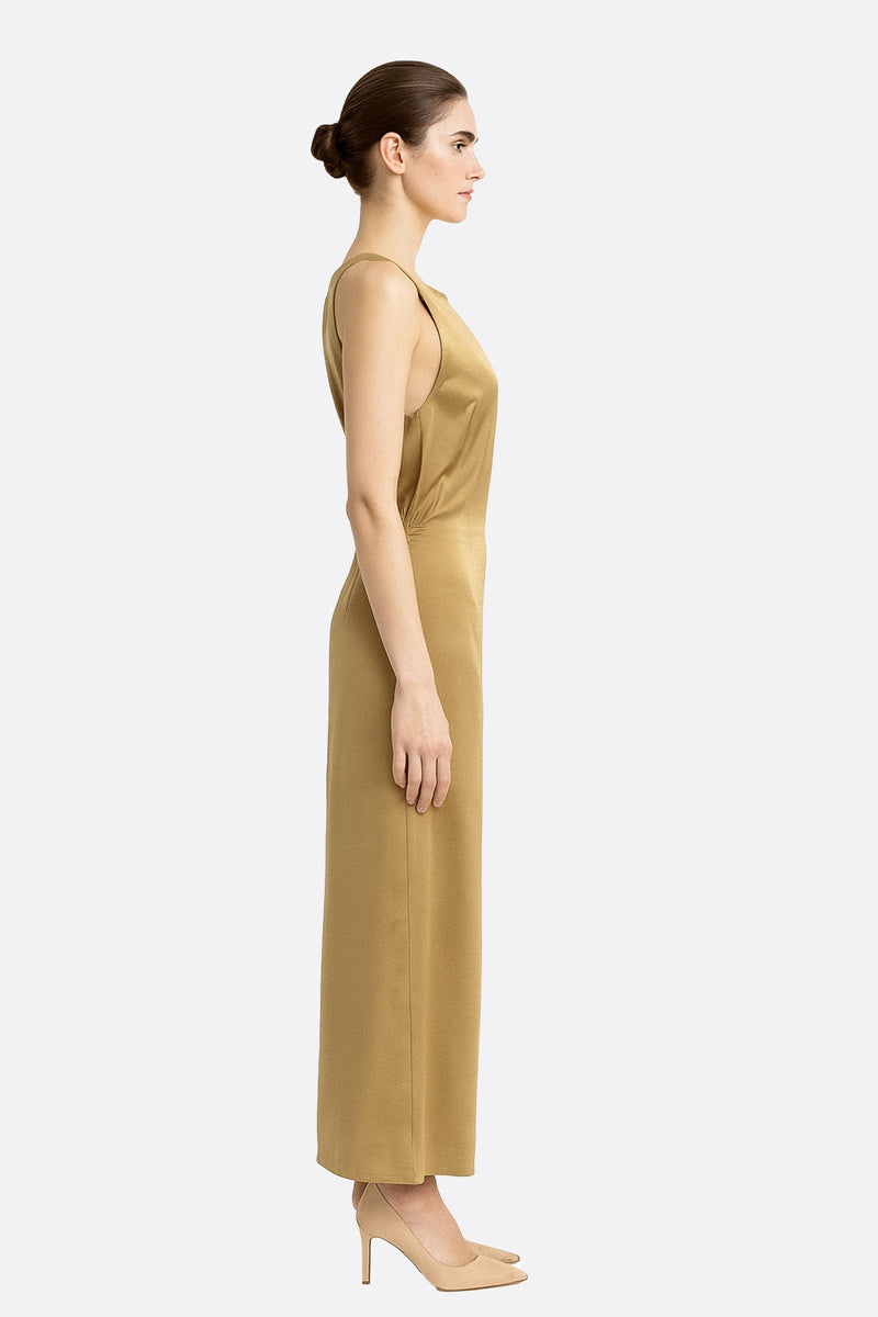 Women’s Satin Gold Maxi Dress