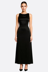 Women’s Black Satin Maxi Dress