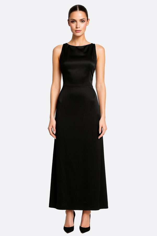 Women’s Black Satin Maxi Dress