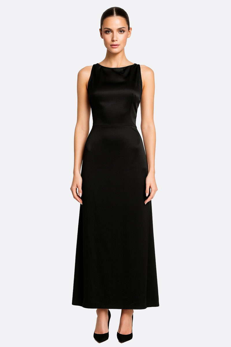 Women’s Black Satin Maxi Dress