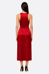 Women’s Red Satin Maxi Dress
