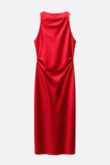 Women’s Red Satin Maxi Dress