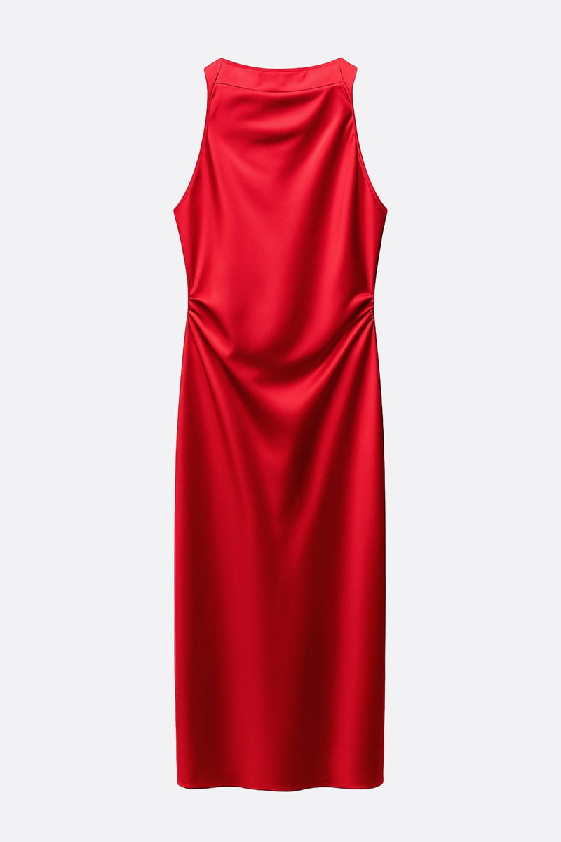 Women’s Red Satin Maxi Dress