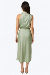Women’s Sage Green Satin Midi Dress